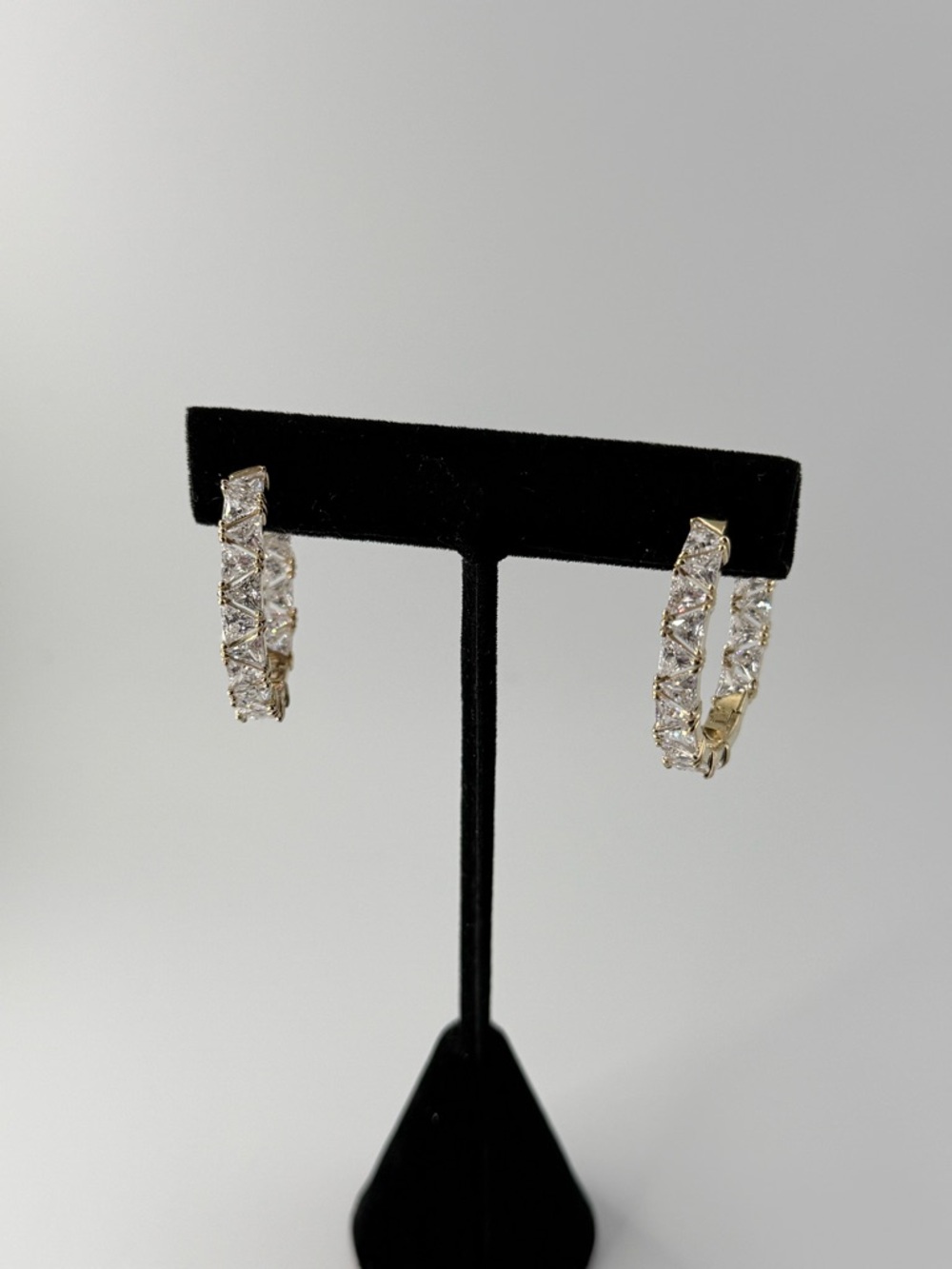 Hoop Earrings with Clear CZ Stones - Elegant Women’s Jewelry